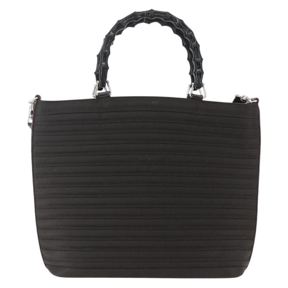GUCCI Bamboo Hand Bag Canvas 2way Black Silver 000 1998 0588 Auth bs31433 - Picture 13 of 16